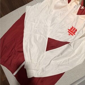 White and Red Windbreaker Jacket